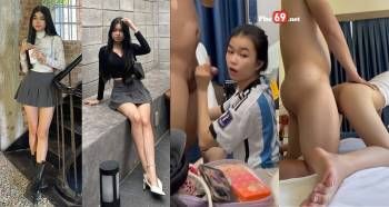 Nàng xinh đẹp quỳ gối phục vụ bạn trai, biểu cảm dâm đãng khó quên